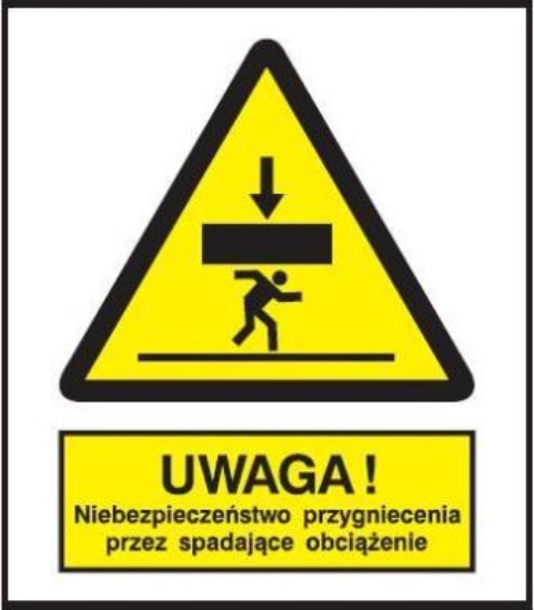 Ostrzeżenie przed niebezpieczeństwem przygniecnia przez spadające obciążenie